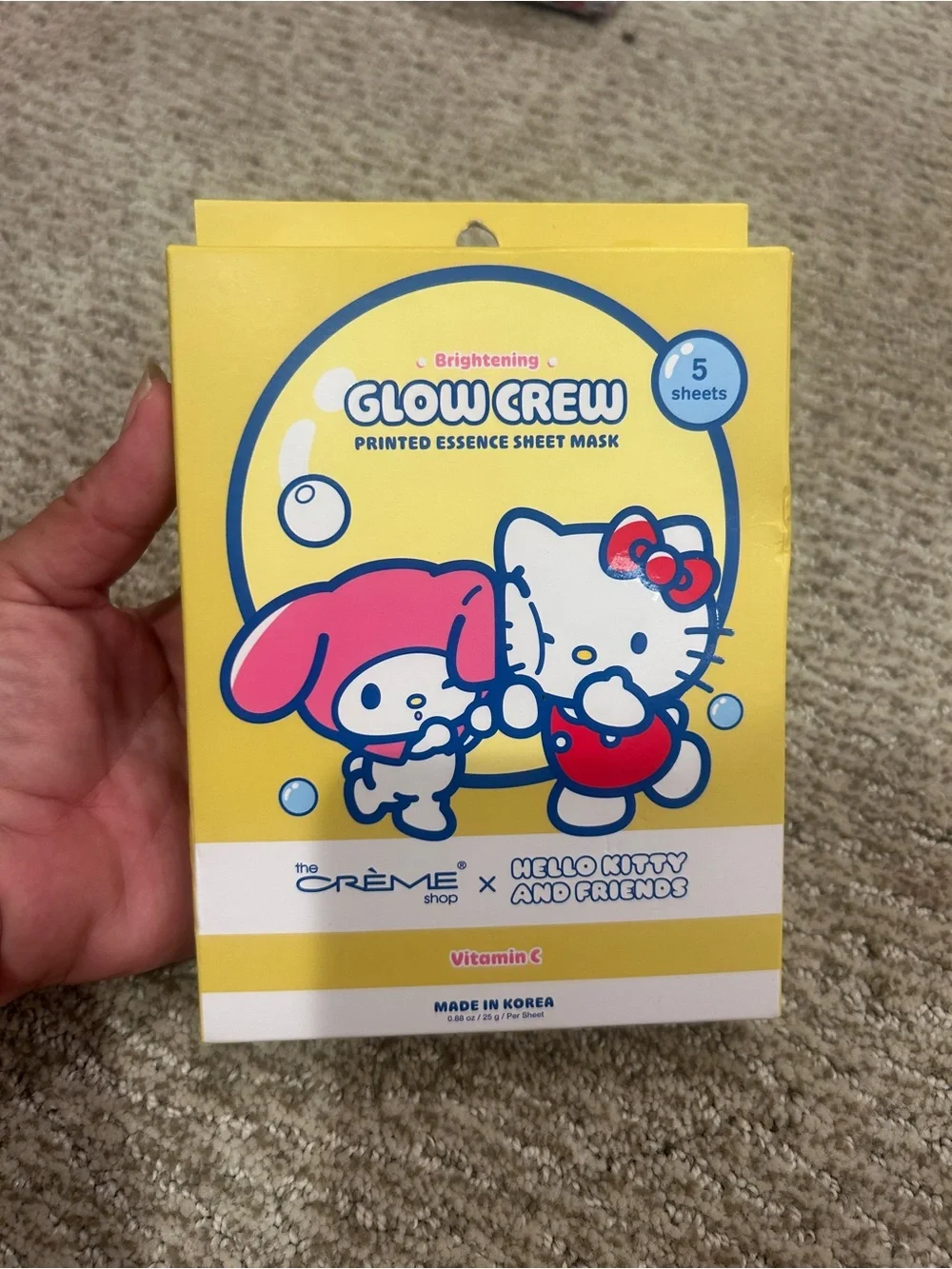 Hello Kitty x Glow Crew Brightening Sheet Mask - Yellow